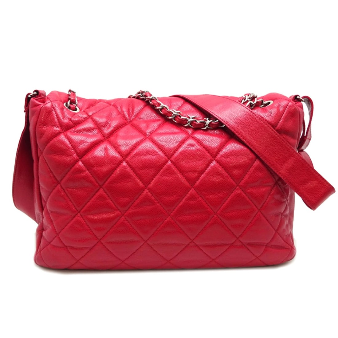 Chanel Matelasse Chain Shoulder Bag A20993 in Red Caviar Leather: --- Catalog ---Category: SizeSize (HxWxD): 25cm x 38.5cm x 11cm / 9.84'' x 15.15'' x 4.33''Category: DesignType: Shoulder bagColor: Red colorGender: WomenMaterial: Grained Calfskin Category: