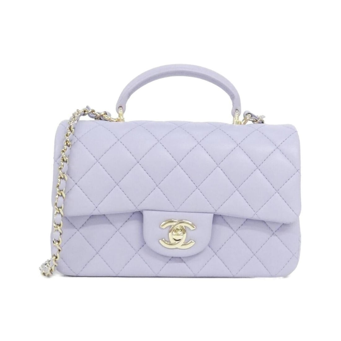 Chanel AS2431 handbag: --- Catalog ---Category: SizeSize (HxWxD): 12.5cm x 20cm x 6.5cm / 4.92'' x 7.87'' x 2.55''Category: DesignType: HandbagColor: Light purpleGender: Men,WomenMaterial: Leather Hardware Color: