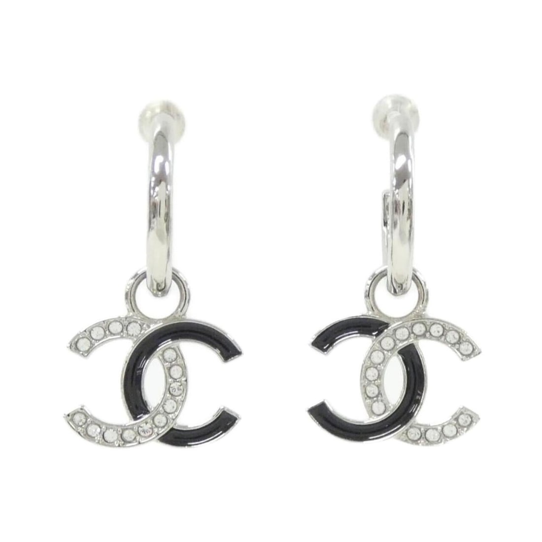 Chanel ABF803 Earrings: --- Catalog ---Category: SizeSize (HxWxD): 35.00mm x 19.00mm / 1.38'' x 0.75''Category: DesignType: Hoop earringsColor: Black, Clear, SilverGender: WomenCategory: GeneralMPN: ABF803Brand: Chanel--- It