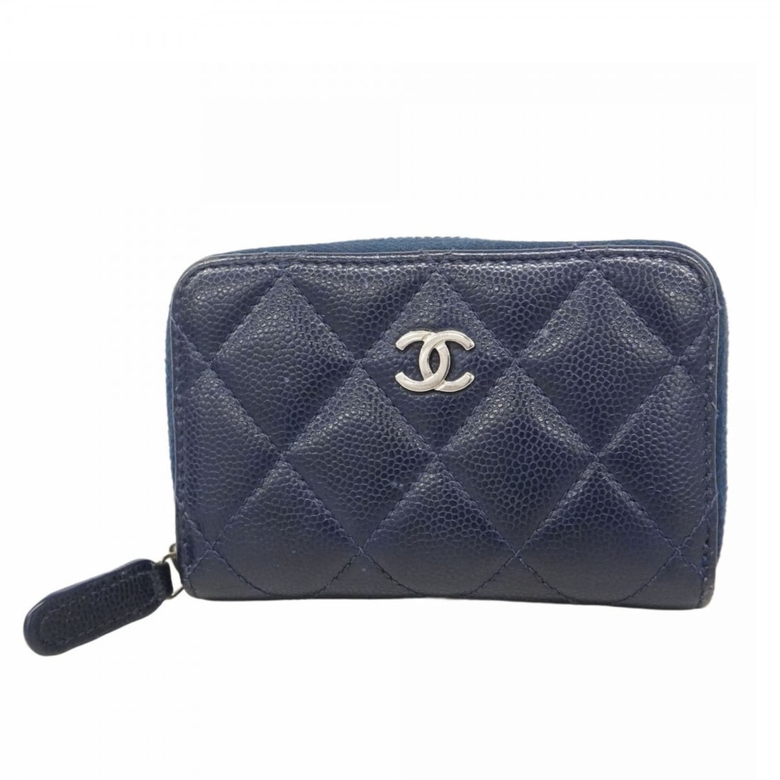 Chanel Matelasse Caviar Leather Wallet/Coin Case, Navy, Women's: --- Catalog ---Category: SizeSize (HxWxD): 7cm x 10.5cm x 2cm / 2.75'' x 4.13'' x 0.78''Category: DesignType: Coin purse/coin caseColor: NavyGender: WomenMaterial: Grained Calfskin Category: