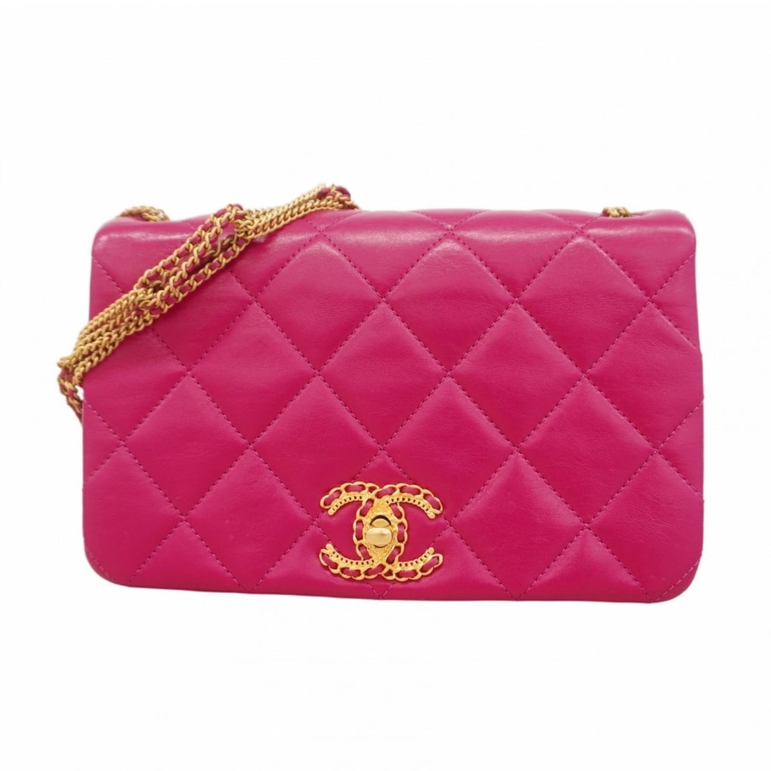 Chanel Shoulder Bag Matelasse W Chain Lambskin Pink Women's: --- Catalog ---Category: SizeSize (HxWxD): 14cm x 22cm x 6.5cm / 5.51'' x 8.66'' x 2.55''Category: DesignType: Shoulder bagColor: PinkGender: WomenMaterial: Leather Hardware Color: GoldLeather/Fur Typ