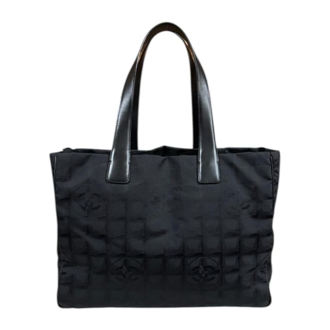 Pre-owned Chanel Tote MM New Travel Bag, Nylon Jacquard A15991, Black, Women's (1 of 15)