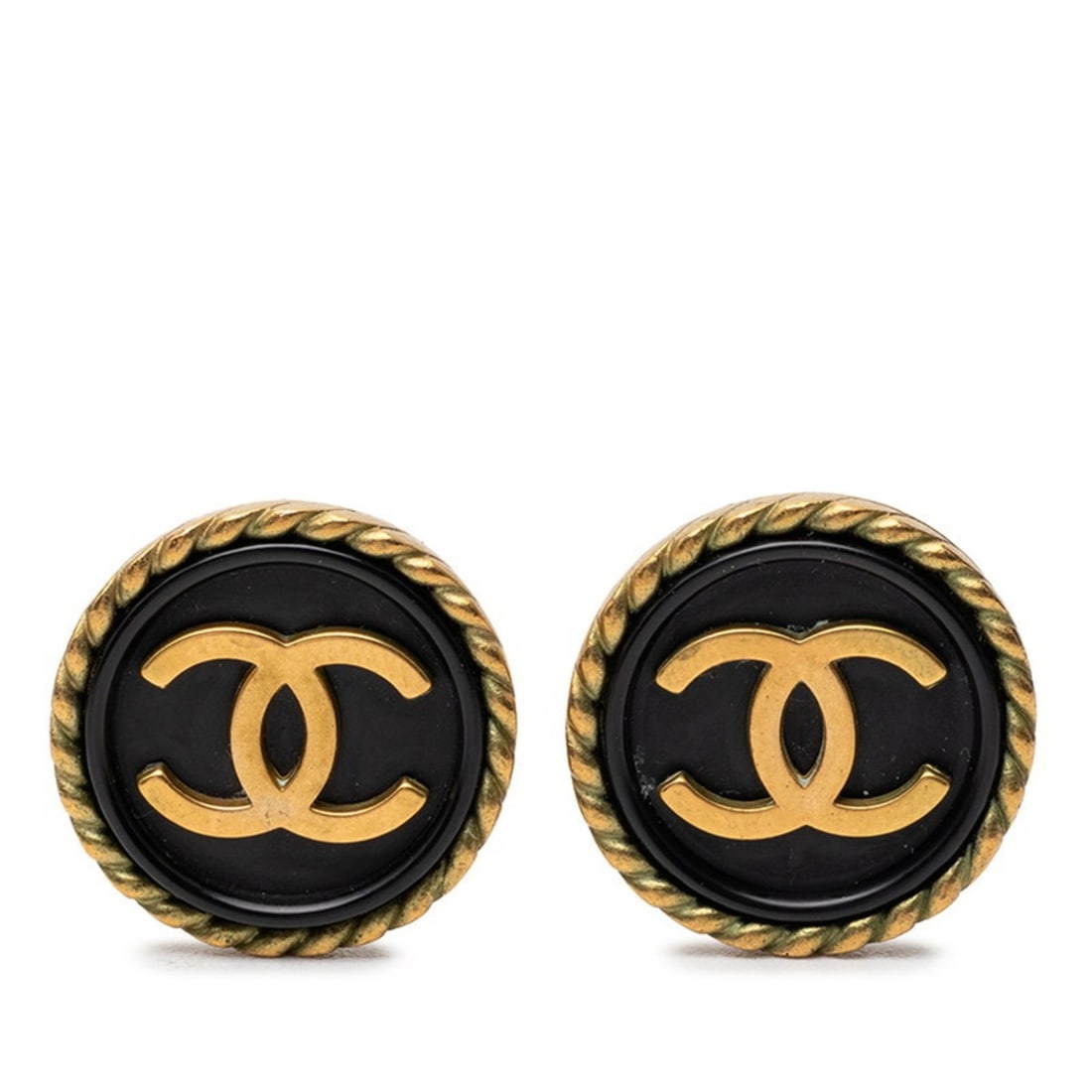 Chanel Coco Mark Earrings, Gold and Black Plated, Women's, CHANEL: --- Catalog ---Category: SizeSize (HxWxD): 21.00mm x 21.00mm / 0.83'' x 0.83''Category: DesignType: Clip earringsColor: Black, GoldGender: WomenCategory: GeneralBrand: Chanel--- Item List ---Section: