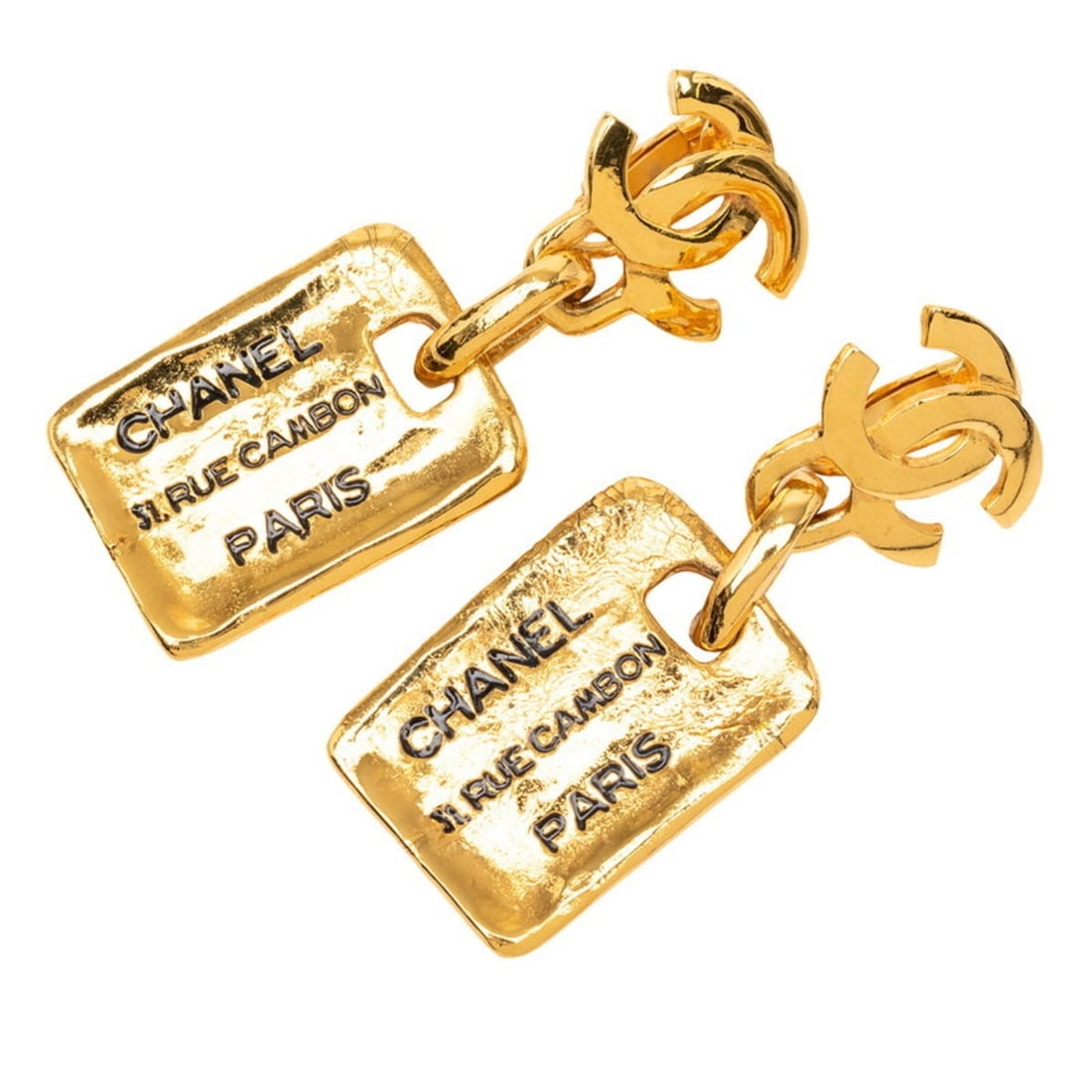 Vintage Chanel 31 Rue Cambon Coco Mark Earrings, Gold Plated, Women's, CHANEL (1 of 14)