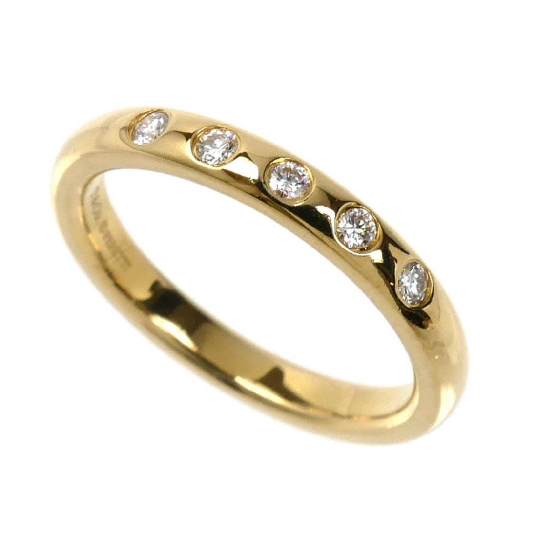 TIFFANY & Co. 18K Yellow Gold Stacking Band Ring with 5 Diamonds, 60017172, 1 Diamond, 4.1g, Women's (1 of 17)