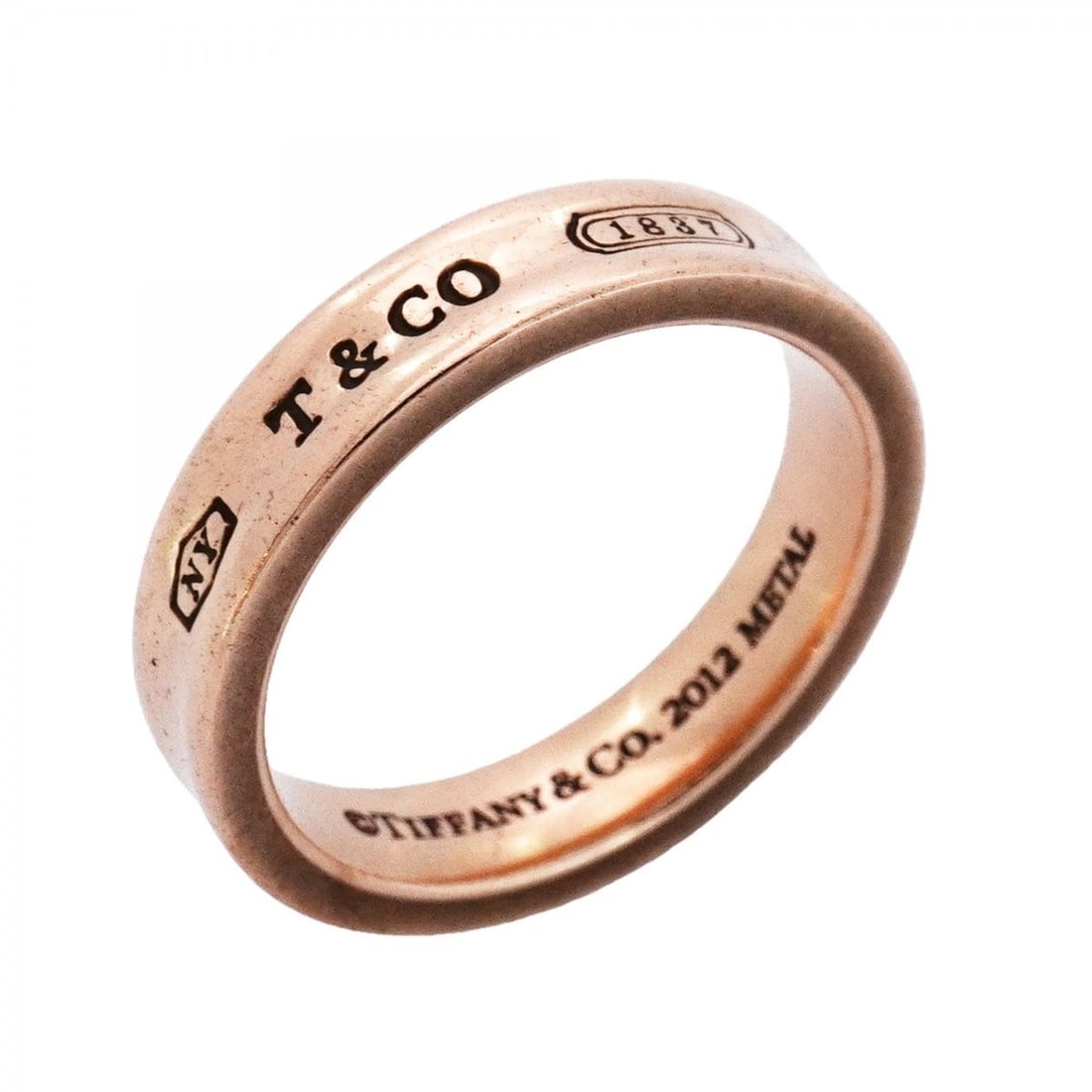 Tiffany narrow rubedo metal ring, size 8, women's: --- Catalog ---Category: SizeJP Size: 8US Size: 4.5Category: DesignType: Band ringGender: WomenCategory: GeneralBrand: Tiffany--- Item List ---Section: ConditionRanking: Rank AB Used - Traces of usage