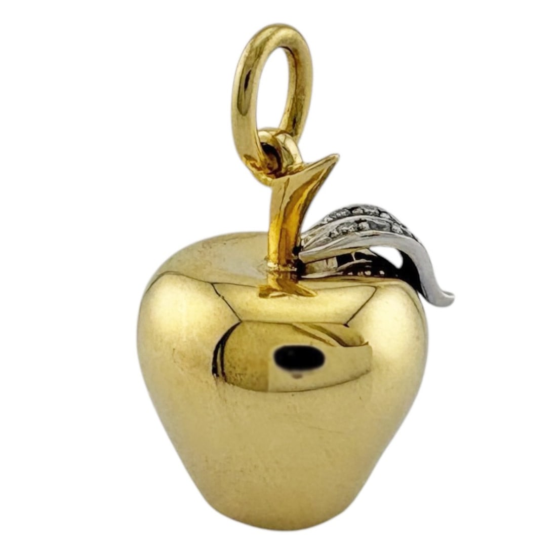Tiffany & Co. 18k Gold Diamond Pendant Top for Women, Pre-owned Apple Charm (1 of 10)