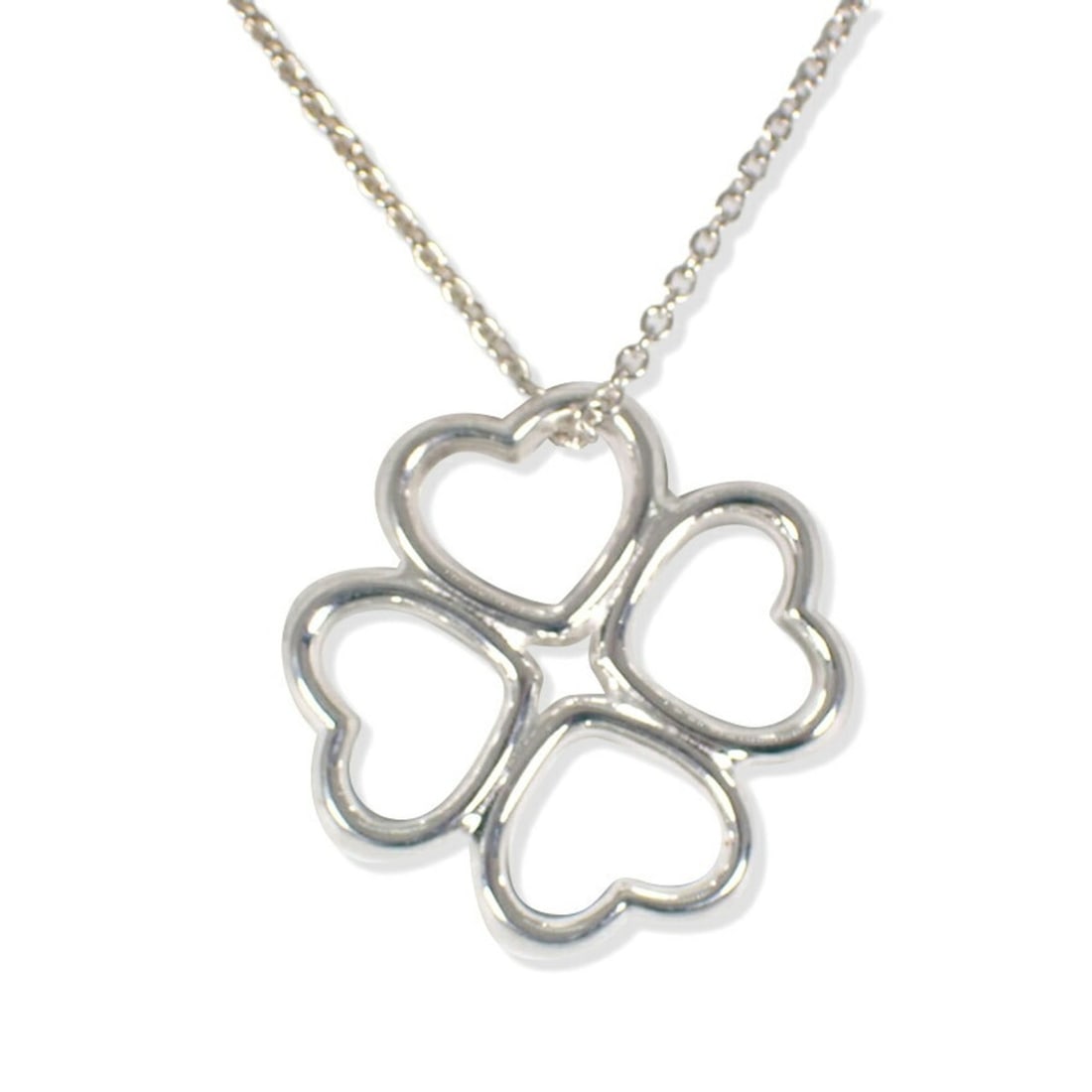 TIFFANY 925 Loving Heart Clover Pendant Necklace: --- Catalog ---Category: SizePendant Size: 18.5mm x 18.6mm / 0.72'' x 0.73''Neck Circumference: 41.5 cm / 16.33''Category: DesignGender: WomenMaterial: Sterling silver 925Necklace Type: NecklaceCatego