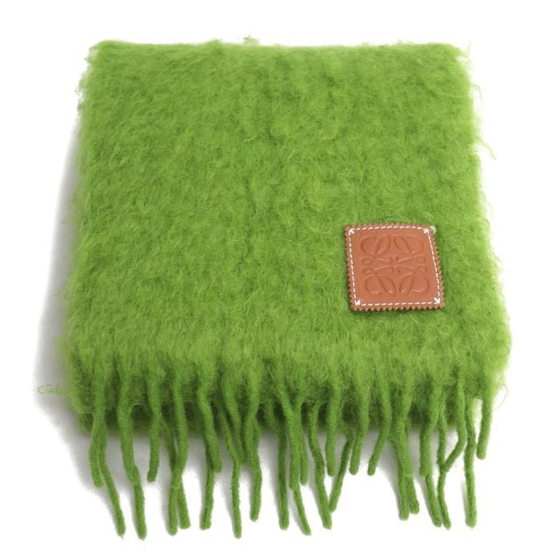 LOEWE Anagram Mohair Fringe Scarf, Green, Women's: --- Catalog ---Category: SizeSize (LxW): 1.82m x 22cm / 71.65'' x 8.66''Category: DesignType: StoleColor: GreenGender: WomenMaterial: Mohair , Wool , Nylon Category: GeneralBrand: LoeweCountry of