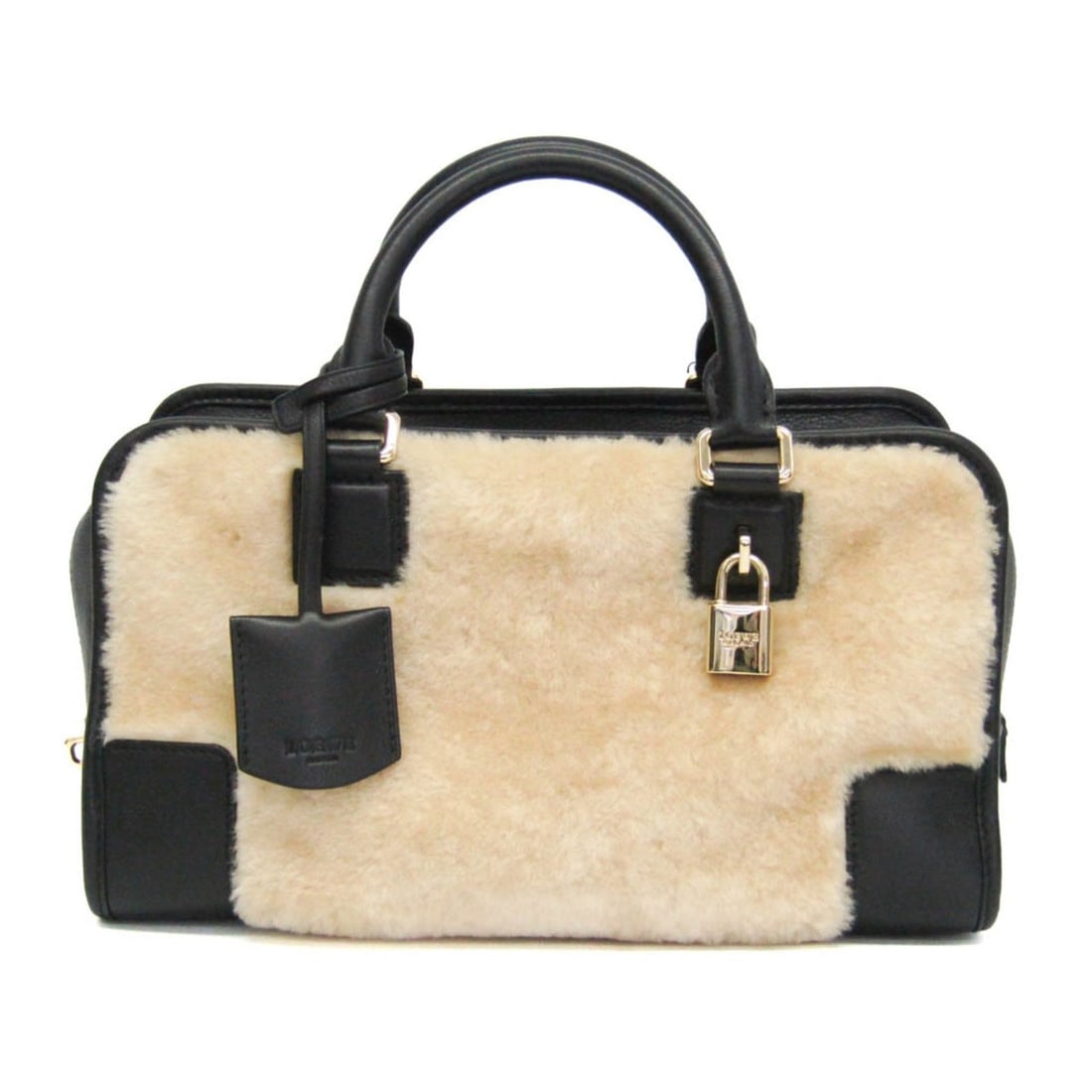 Loewe Amazona 28 Women's Leather,Fur Handbag Black,Light Brown: --- Catalog ---Category: SizeHandle Drop: 9.00cm / 3.54''Size (HxWxD): 17cm x 28cm x 12.5cm / 6.69'' x 11.02'' x 4.92''Handle Length: 28cm / 11.02''Category: DesignType: HandbagColor: Black, Light