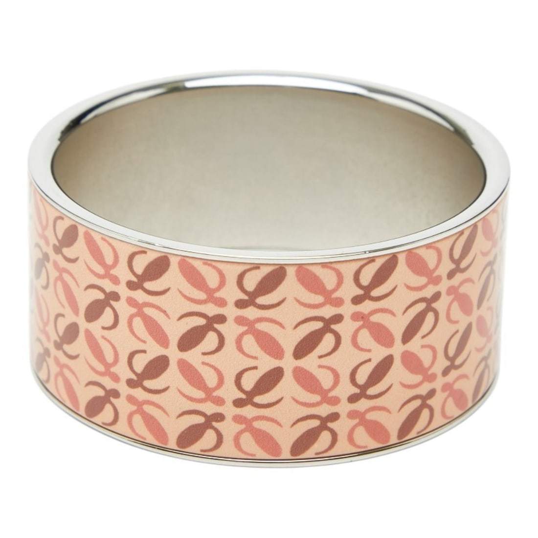 LOEWE Anagram Bangle in Silver, Salmon Orange, and Brown Metal for Women (1 of 14)