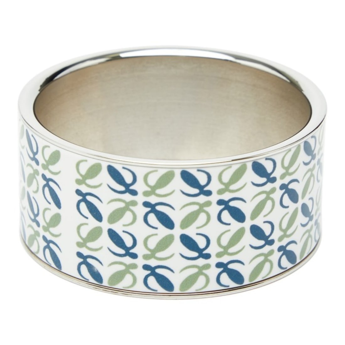 LOEWE Anagram Bangle in Silver, Green, Navy, and White Metal for Women: --- Catalog ---Category: SizeWidth: 3.4cm / 1.33''Length: 20cm / 7.87''Total Length: 23.5cm / 9.25''Category: DesignType: BangleColor: Green, Navy, Silver, WhiteGender: WomenMaterial: MetalCategory: G