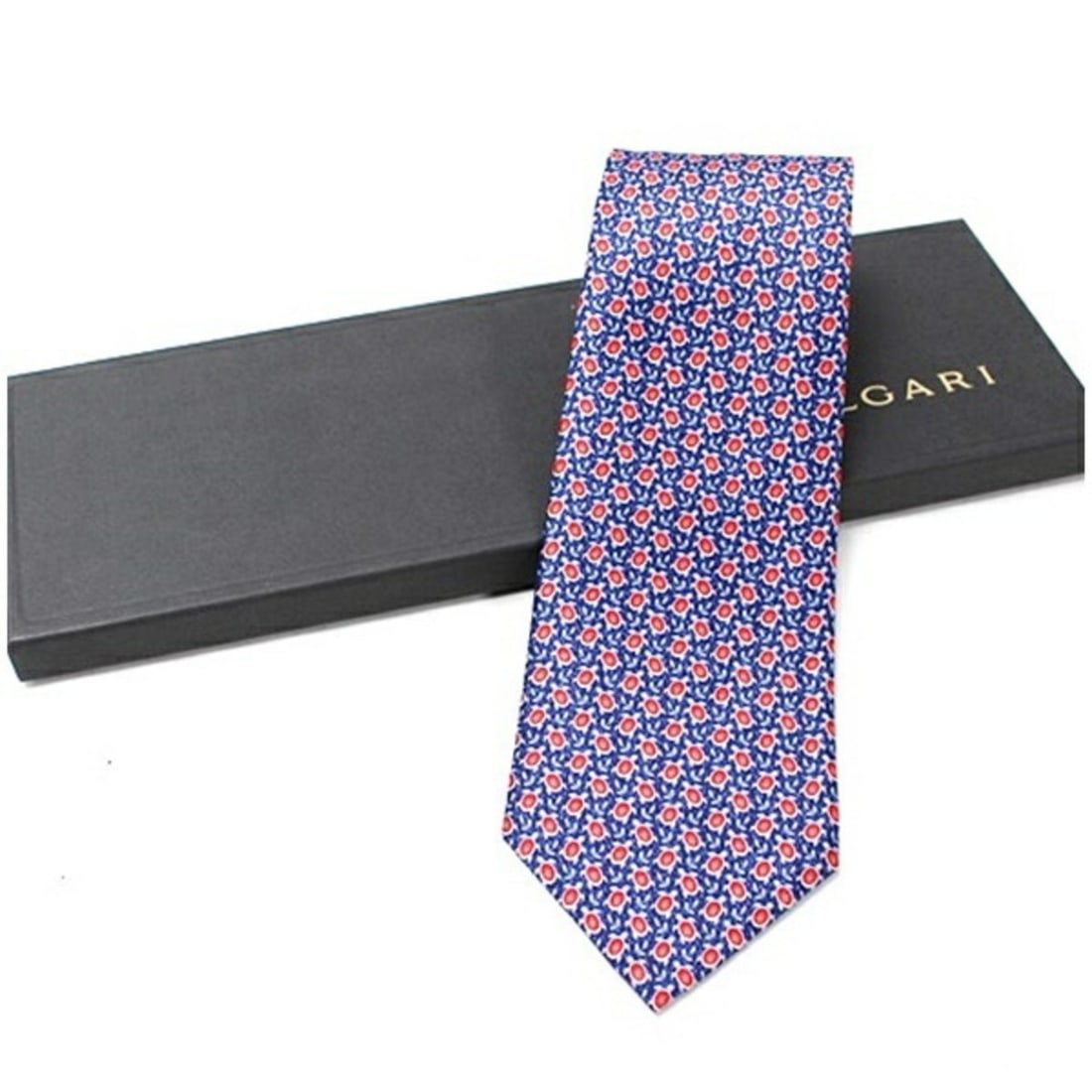 Bvlgari Unused Bulgari Sevenfold Silk Tie for Men: --- Catalog ---Category: SizeWidth: 9.5cm / 3.74''Category: DesignType: CravatColor: Navy, Red colorGender: MenMaterial: Silk Category: GeneralBrand: Bvlgari--- Item List ---Section: