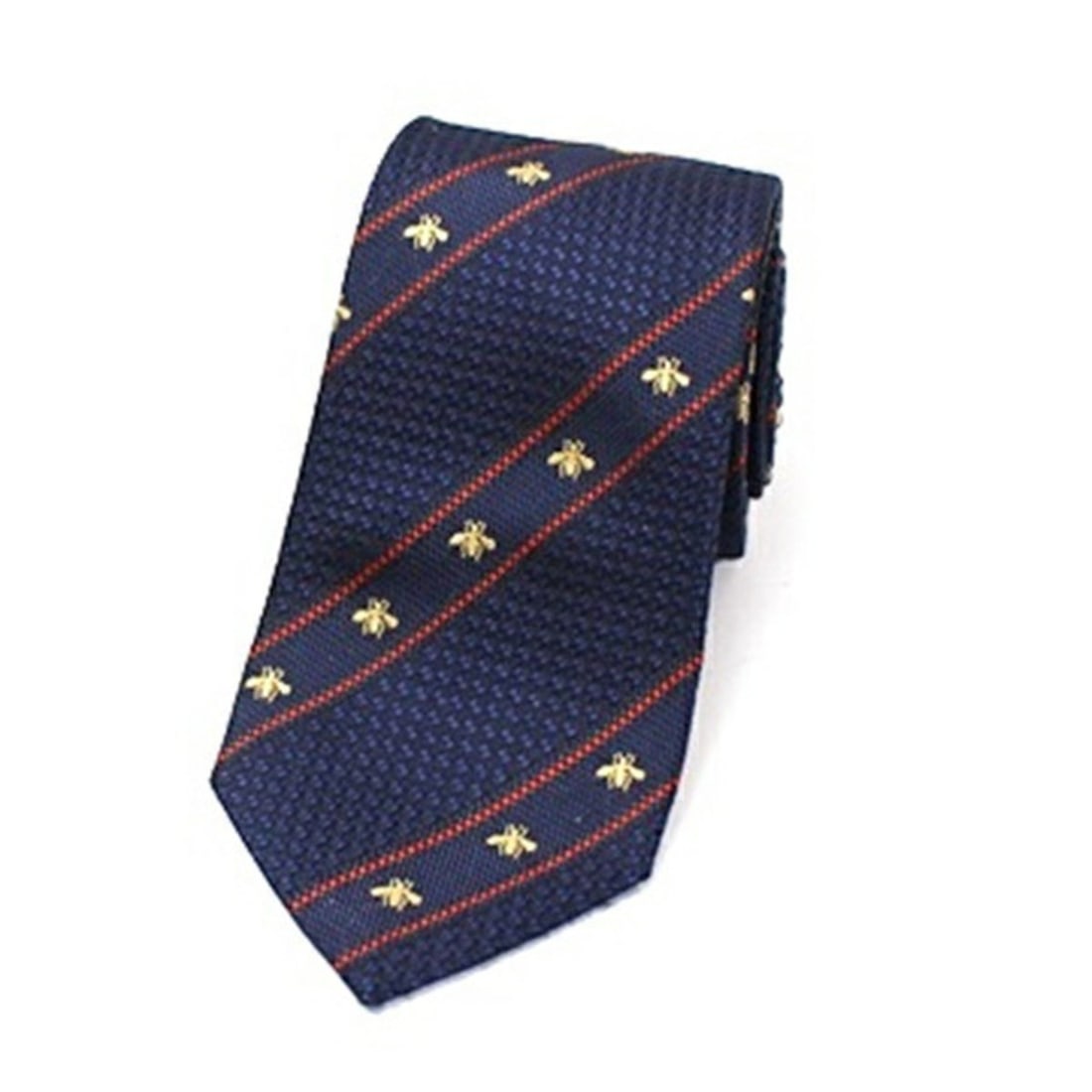 Gucci Silk Tie, Bee & Stripe Pattern, Current Model, Slim Fit, Men's: --- Catalog ---Category: SizeWidth: 7cm / 2.75''Category: DesignType: CravatColor: NavyGender: MenMaterial: Silk Category: GeneralBrand: Gucci--- Item List ---Section: ConditionRanking: Rank A Used -