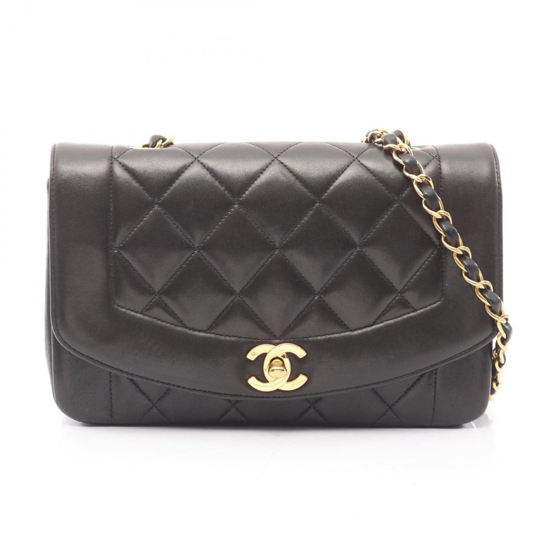 CHANEL Matelasse Diana Flap Shoulder Bag, Handbag, Lambskin Leather, Women's, Black: --- Catalog ---Category: SizeSize (HxWxD): 14cm x 22cm x 7cm / 5.51'' x 8.66'' x 2.75''Category: DesignType: Handbag, Shoulder bagColor: BlackGender: WomenMaterial: Leather Leather/Fur Type: LambskinC