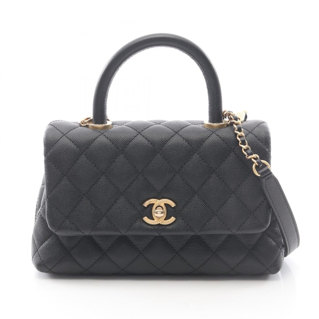 CHANEL Coco Handle Flap Matelasse Handbag in Caviar (Grained Calfskin) for Women Black (1 of 10)