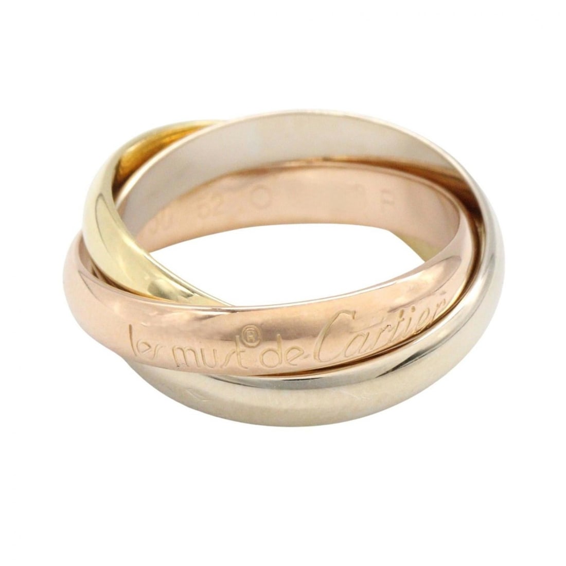 Cartier Trinity Ring, Women's Jewelry, 18K Yellow Gold, White Pink Silver: --- Catalog ---Category: SizeJP Size: 11.5US Size: 6Category: DesignType: Band ringColor: Gold, SilverGender: WomenMaterial: Pink gold (18K), White gold (18K), Yellow gold (18K)Category: GeneralBrand: