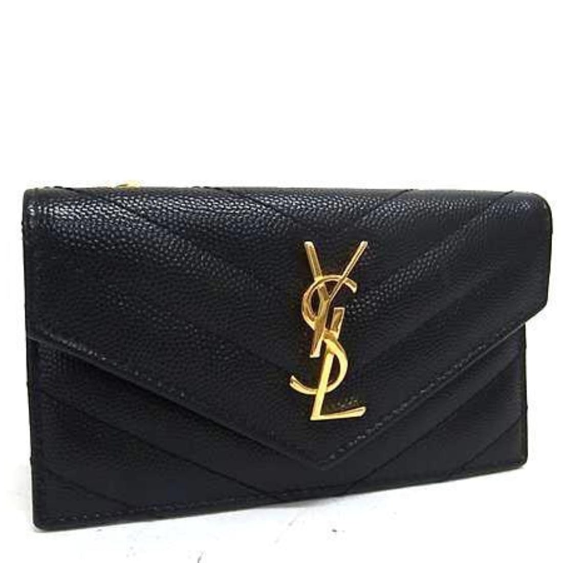 YVES SAINT LAURENT Fragment Case, Wallet/Coin Business Card Cassandra, 612808, Black Leather, (1 of 13)
