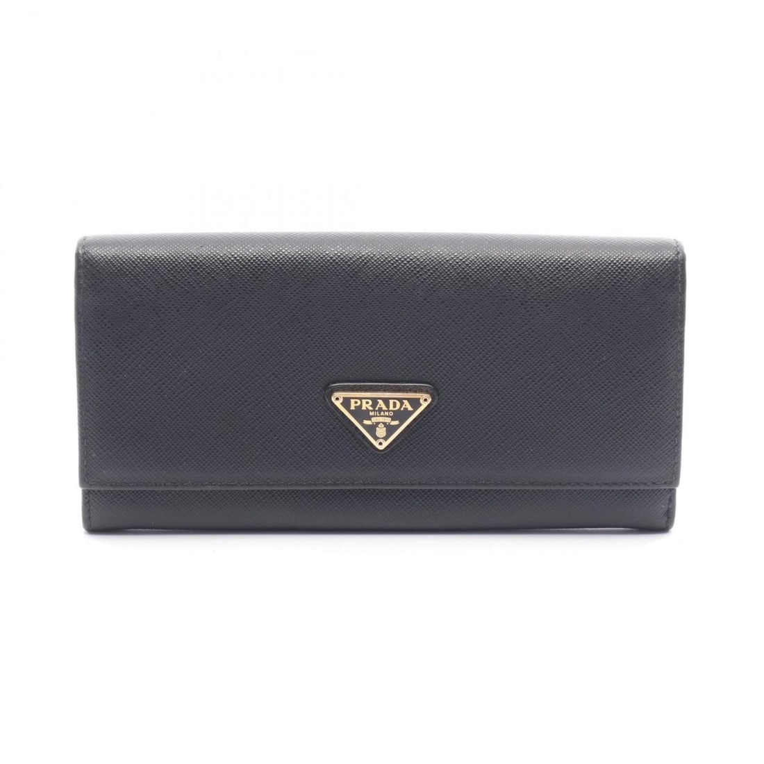 Prada SAFFIANO TRIANG Bi-fold Long Wallet in Saffiano Leather, Women's, Black, 1MH132 (1 of 9)