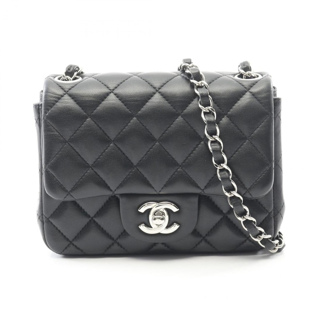 CHANEL Mini Matelasse Shoulder Bag/Handbag in Lambskin Leather, Black, Women's, A35200 (1 of 12)