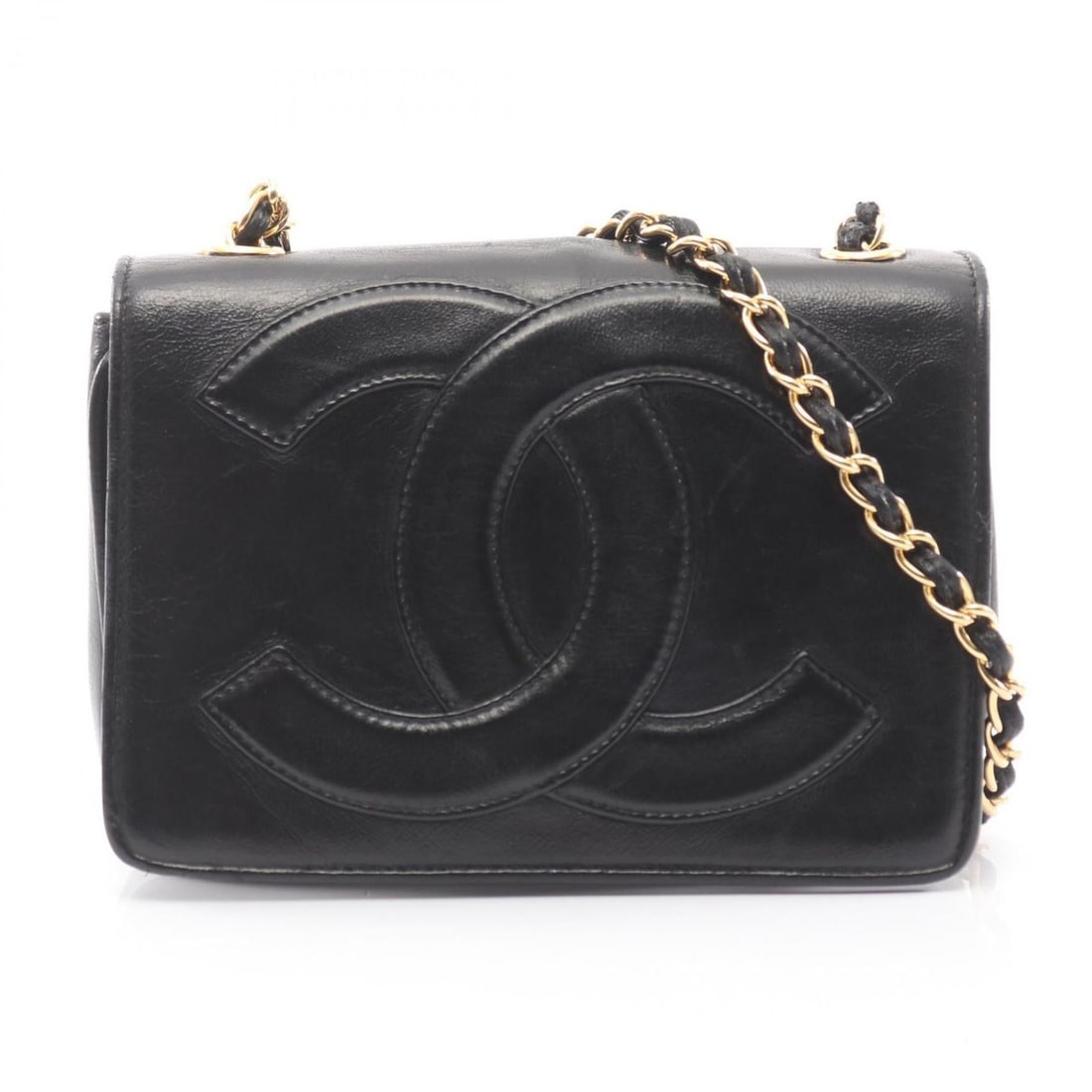 CHANEL Deka Coco Mark Shoulder Bag/Handbag in Lambskin Leather (Sheep Leather) for Women, Black: --- Catalog ---Category: SizeSize (HxWxD): 12.5cm x 18cm x 6cm / 4.92'' x 7.08'' x 2.36''Category: DesignType: Handbag, Shoulder bagColor: BlackGender: WomenMaterial: Leather Hardware Color: GoldLeath