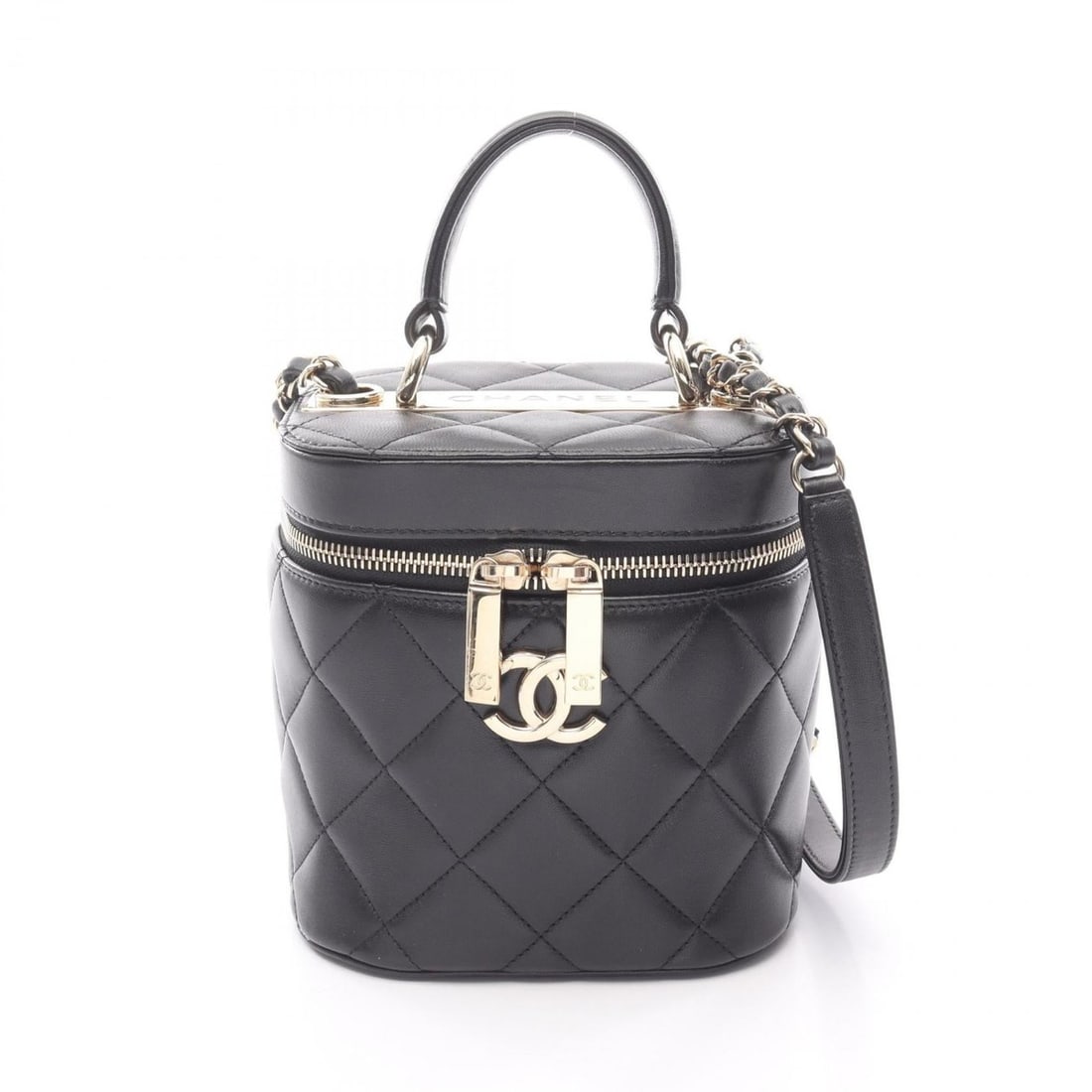 CHANEL Matelasse Shoulder Bag, Handbag, Lambskin Leather, Women's, Black, AS1628 (1 of 12)