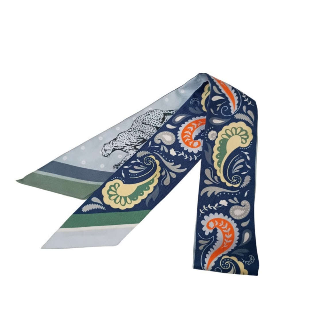 HERMES Guepards Bandana Ribbon Scarf/Muffler in Multicolored Silk for Women (1 of 14)