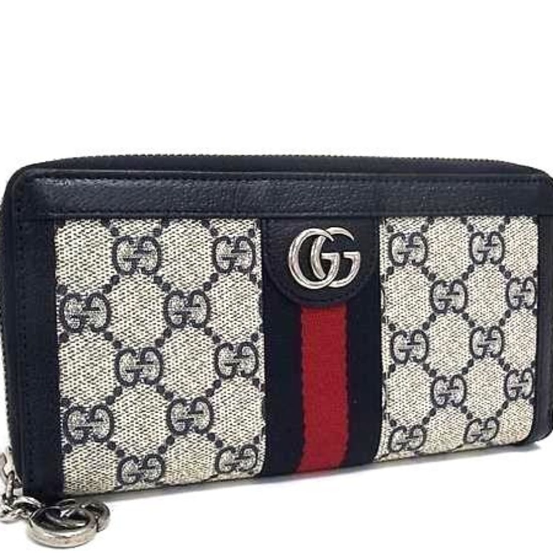 GUCCI Ophidia GG Supreme Wallet 523154 Navy Beige Leather Round Long for Men and Women (1 of 16)