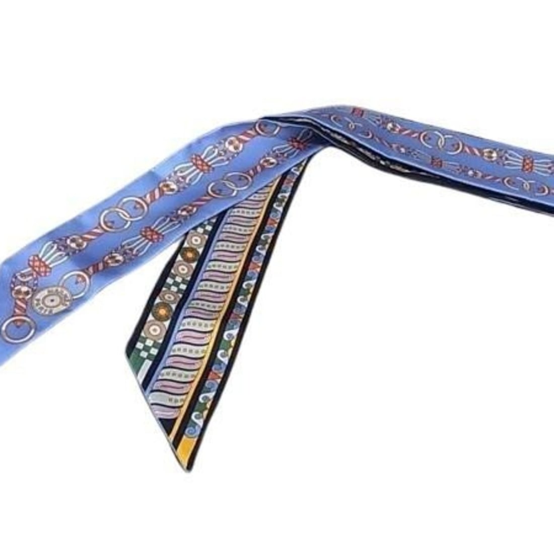 HERMES Ribbon Scarf/Muffler, Twilly, Multicolor, Silk, Women's, Harnais en Rosace, Rose Window (1 of 13)