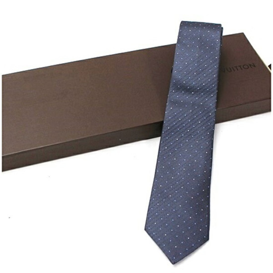 Louis Vuitton Silk Tie, Polka Dot Pattern, Unused, Men's, M75308: --- Catalog ---Category: SizeWidth: 7cm / 2.75''Category: DesignType: CravatColor: Blue, Gray, WhiteGender: MenMaterial: Silk Category: GeneralBrand: Louis Vuitton--- Item List ---Section: ConditionRa