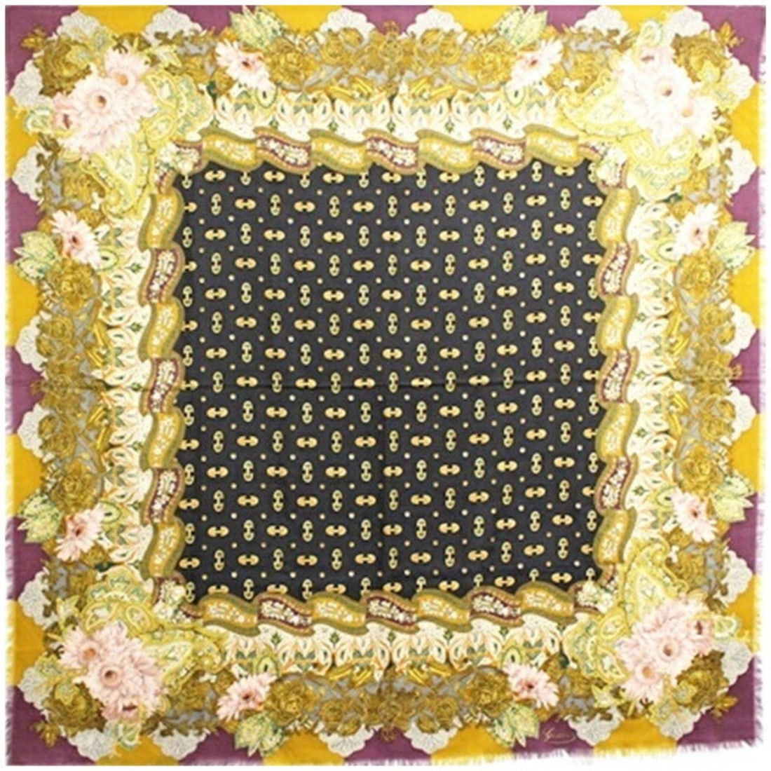 Gucci Wool and Silk Large Scarf/Shawl in Black Multicolor for Women (1 of 17)