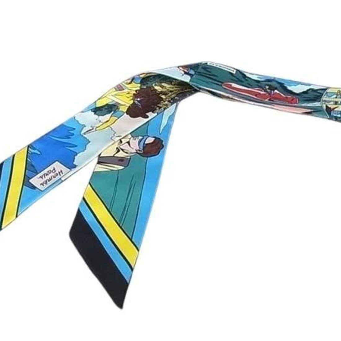 HERMES Ribbon Scarf/Muffler, Twilly, Multicolor, Silk, Women's, WOW (1 of 10)