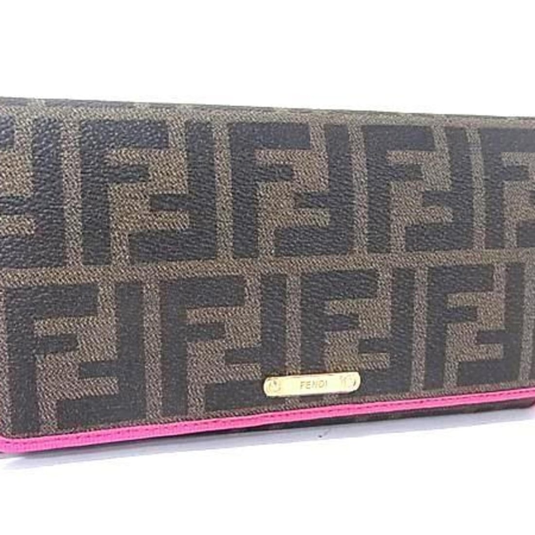 FENDI Zucca Wallet 8M0298 Brown and Pink Leather Women's Bifold Long (1 of 13)