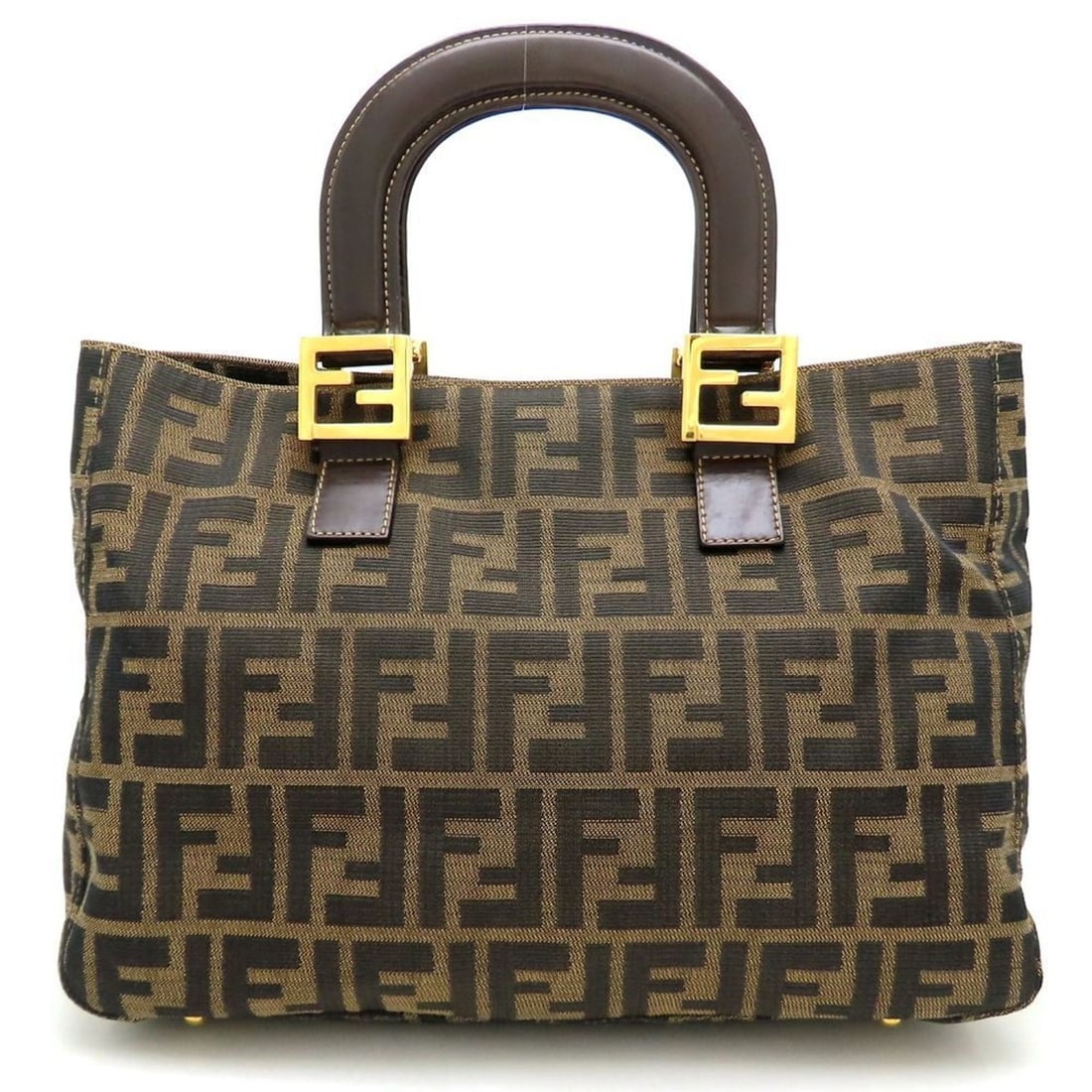FENDI Zucca Tote Bag in Brown Canvas and Leather, Women's, 353126 (1 of 12)