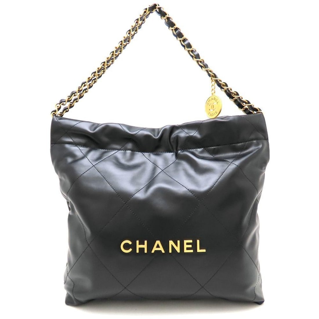 CHANEL Chanel 22 Chain Shoulder Bag in Shiny Calfskin, Black, AS3260, Women's, 353101 (1 of 12)