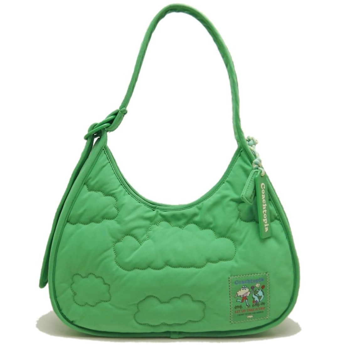 COACH Coachtopia Loop Ergobag CV875 Shoulder Bag, Polyester, Green, Women's, 253581: --- Catalog ---Category: SizeSize (HxWxD): 27cm x 35cm x 8cm / 10.62'' x 13.77'' x 3.14''Strap Length: 45cm - 64cm / 17.71'' - 25.19''Category: DesignType: Shoulder bagColor: GreenGender: WomenMateria