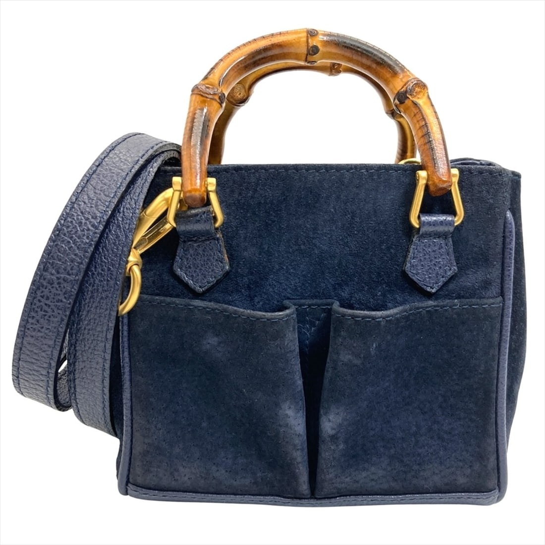 Gucci Bamboo Mini Shoulder Bag in Suede and Leather with Navy Blue Gold Hardware (007 1793 0238) for (1 of 11)