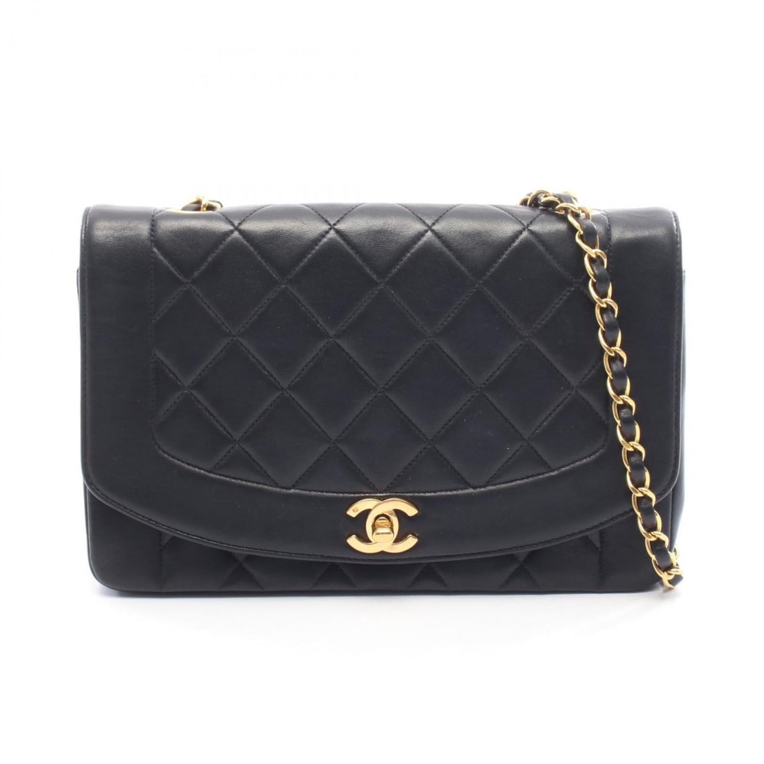 CHANEL Matelasse Diana Flap Shoulder Bag, Handbag, Lambskin Leather, Women's, Black: --- Catalog ---Category: SizeSize (HxWxD): 16cm x 25cm x 7cm / 6.29'' x 9.84'' x 2.75''Category: DesignType: Handbag, Shoulder bagColor: BlackGender: WomenMaterial: Leather Leather/Fur Type: LambskinC