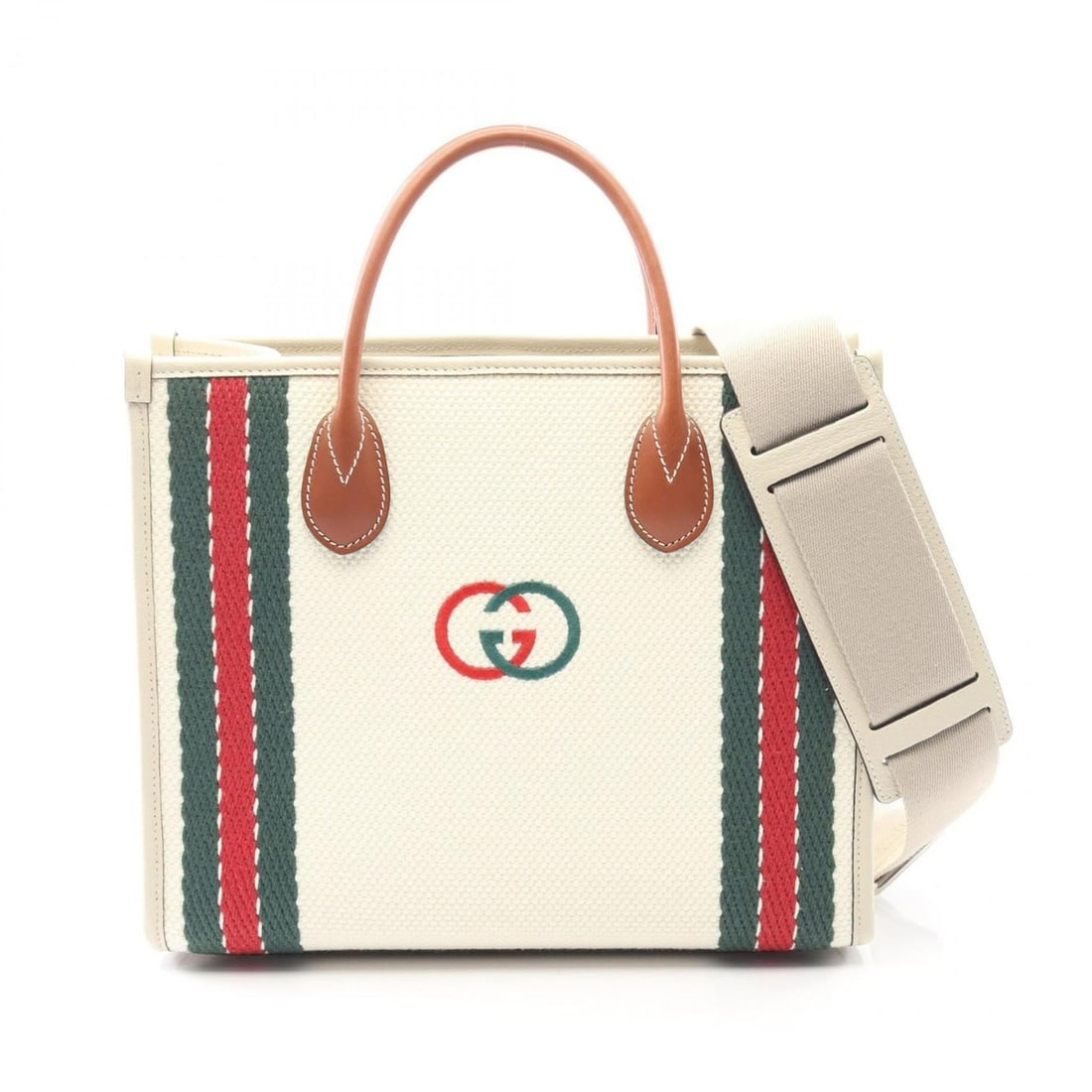 Gucci Interlocking G Small Tote Bag, Canvas and Leather, Men's Women's, White, Brown, Multicolor,: --- Catalog ---Category: SizeSize (HxWxD): 26cm x 32cm x 13cm / 10.23'' x 12.59'' x 5.11''Category: DesignType: Handbag, Tote bagColor: Brown, Multi-color, WhiteGender: Men,WomenMaterial: Canvas , Lea