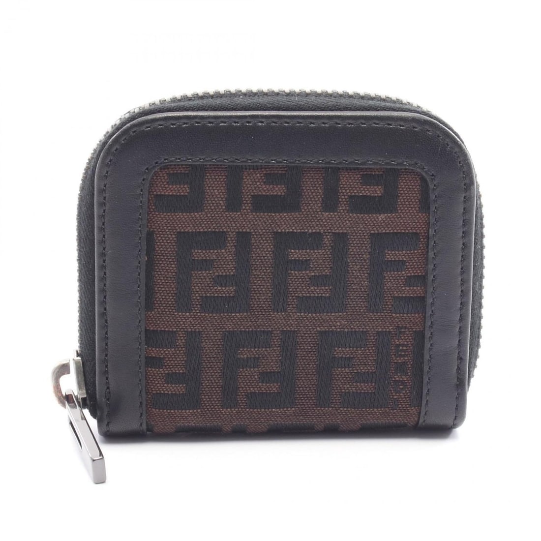 Fendi Zucca Wallet/Wallet Coin Purse Canvas Leather Women's Brown Black (1 of 12)