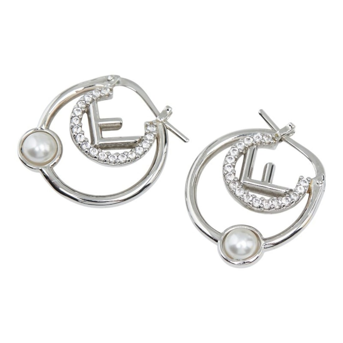 Fendi F Is Hoop Earrings 8AK516 Silver, Brass, Pearl, and Zircon for Women FENDI: --- Catalog ---Category: SizeSize (HxWxD): 20.60mm x 6.70mm / 0.81'' x 0.26''Category: DesignType: Hoop earringsStone: Pearl, ZirconGender: WomenMaterial: BrassCategory: GeneralBrand: Fendi--- Item Li