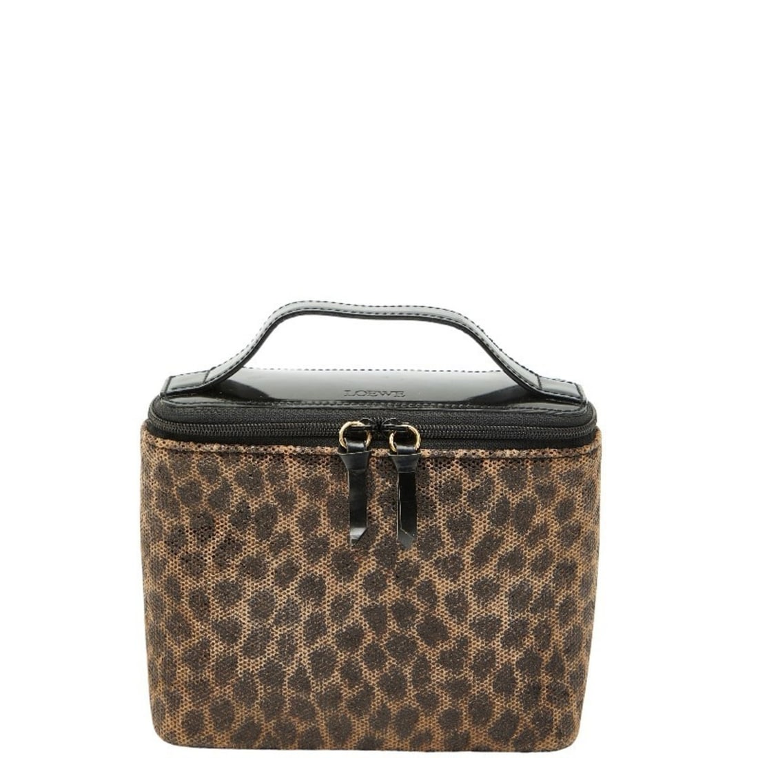 LOEWE Leopard Print Logo Bag/Pouch/Vanity Bag in Brown and Black Leather for Women (1 of 13)