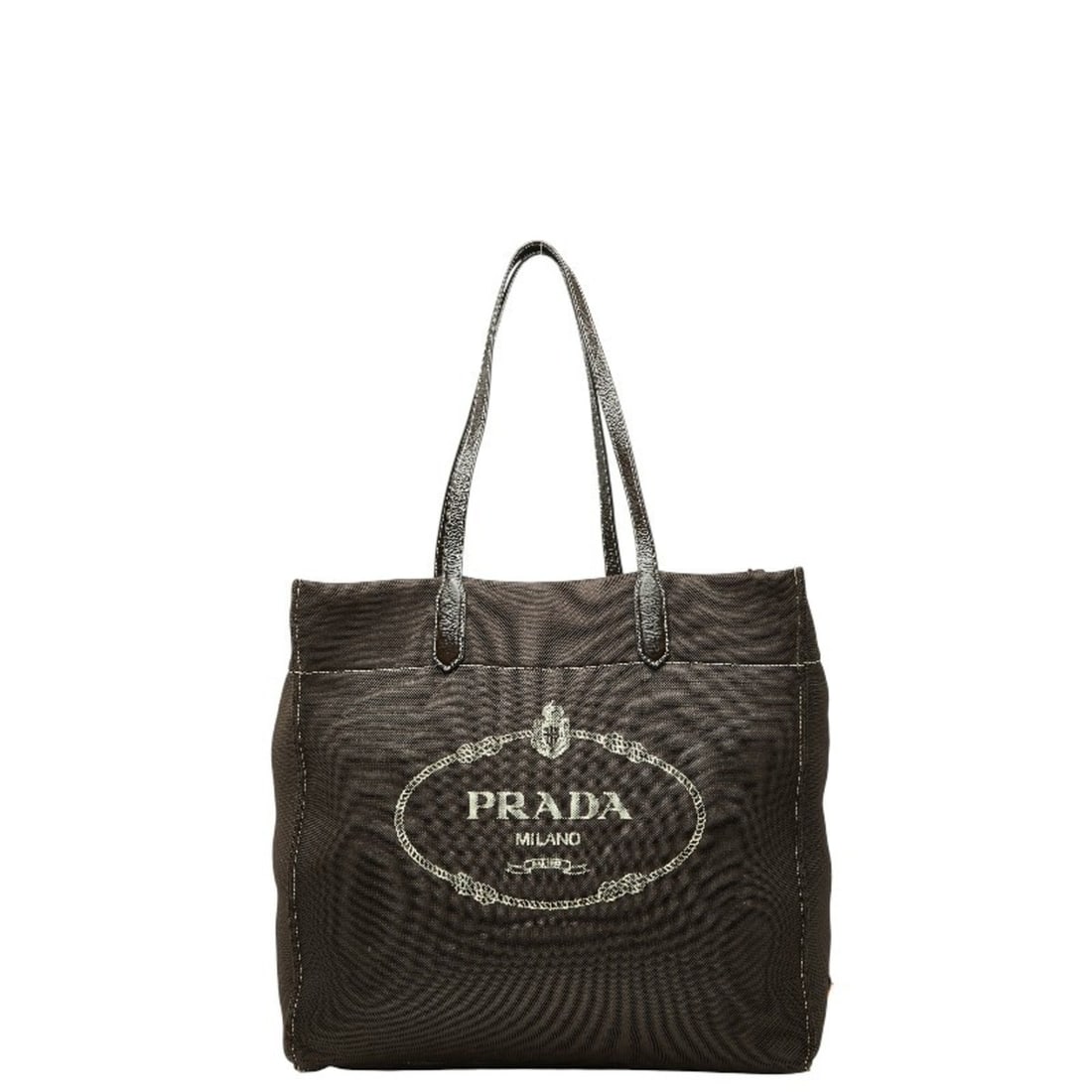 Prada Canapa Triangle Logo Tote Bag in Brown Leather and Mesh for Women (1 of 13)