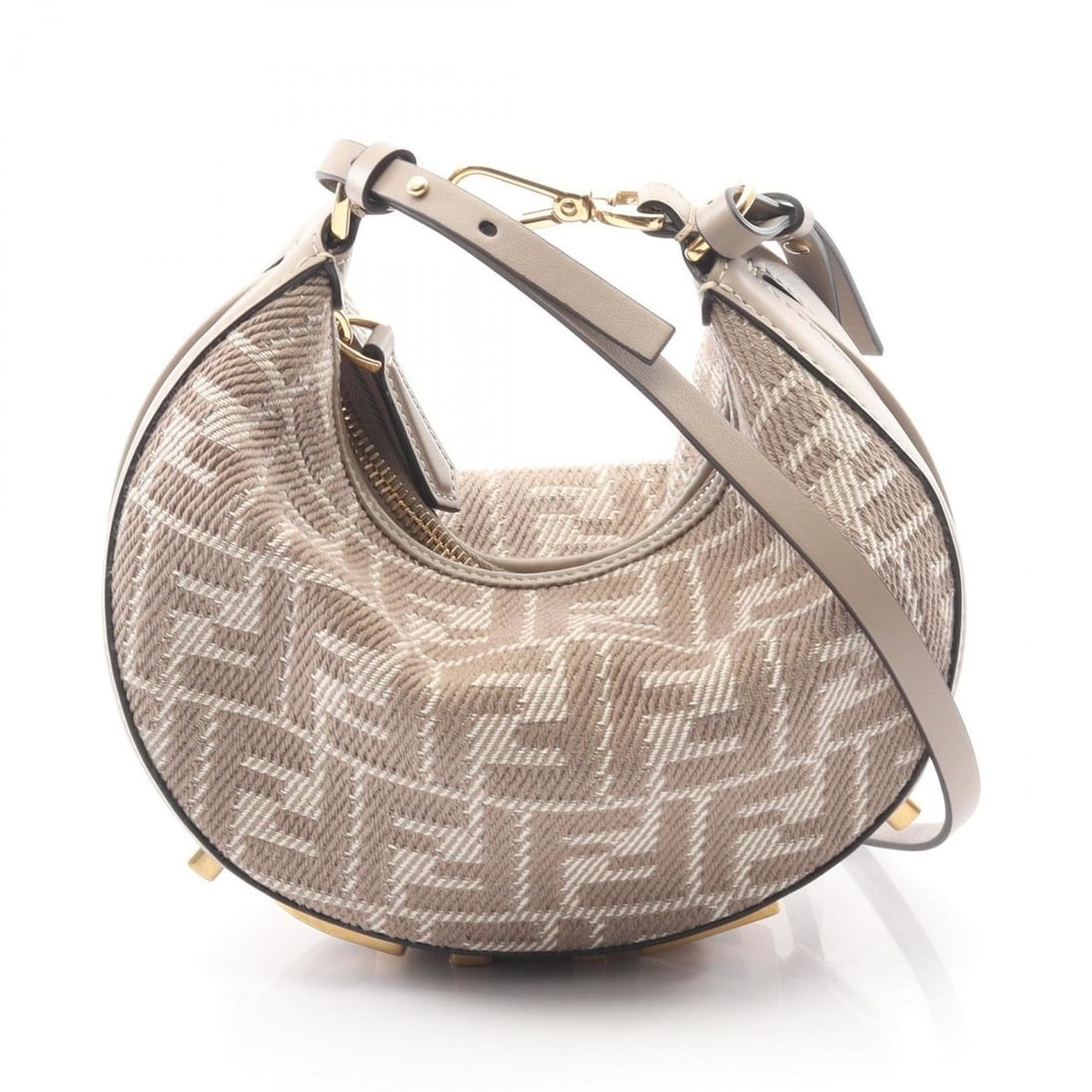 Fendi FENDI GRAPHY Mini FF Pattern Shoulder Bag/Handbag in Canvas and Leather, Women's, Beige, (1 of 19)