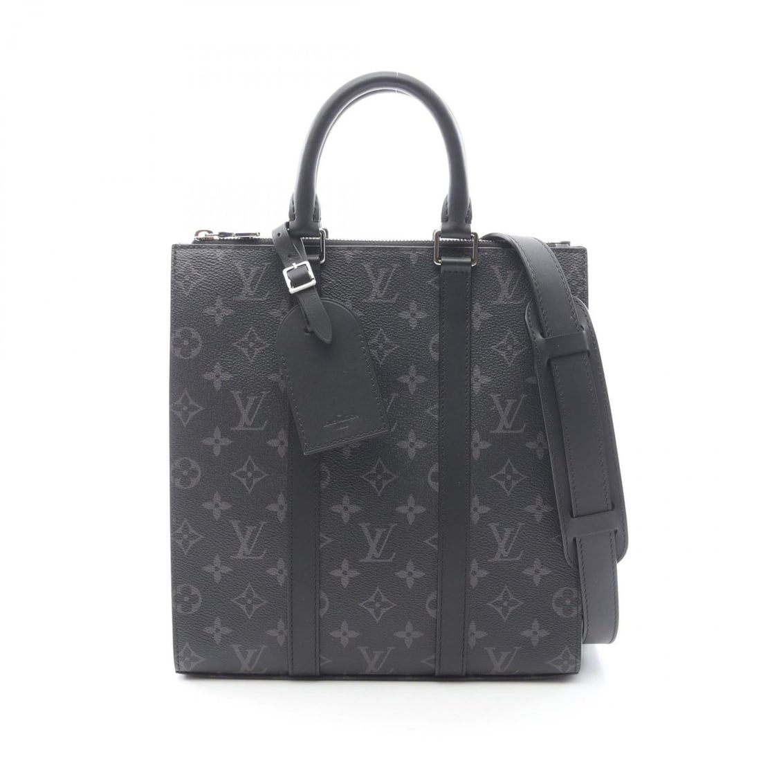 Louis Vuitton Sac Plat Cross Handbag, Coated Canvas and Leather, Monogram Eclipse, Men's, Black, (1 of 9)