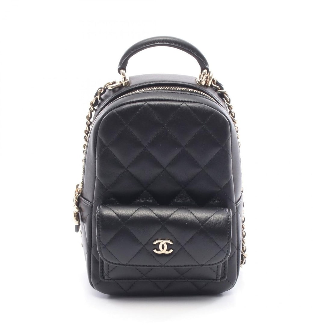 CHANEL Matelasse Backpack/Handbag, Leather, Women's, Black, AP3753: --- Catalog ---Category: SizeSize (HxWxD): 18cm x 12.5cm x 7cm / 7.08'' x 4.92'' x 2.75''Category: DesignType: Backpack, HandbagColor: BlackGender: WomenMaterial: Leather Hardware Color: GoldCategory: