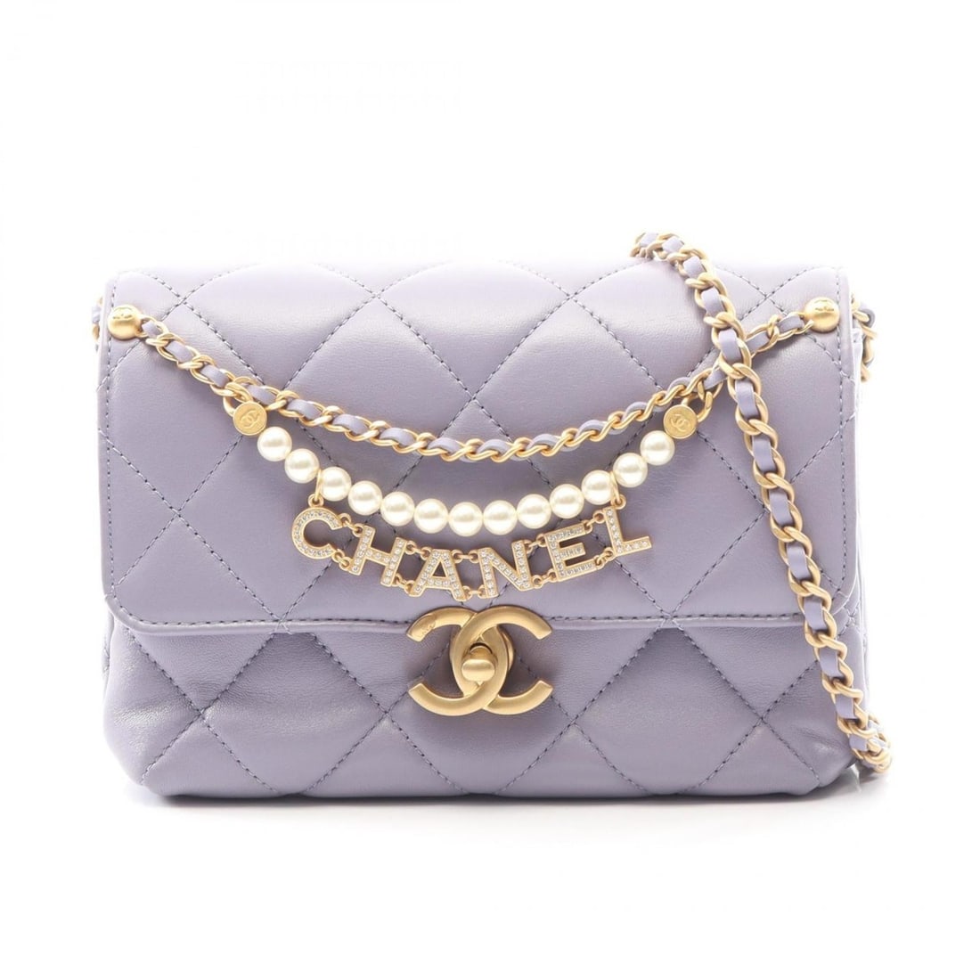 CHANEL Matelasse Mini Flap Bag, Shoulder Bag/Handbag, Lambskin Leather, Women's, Purple, AS4986 (1 of 14)