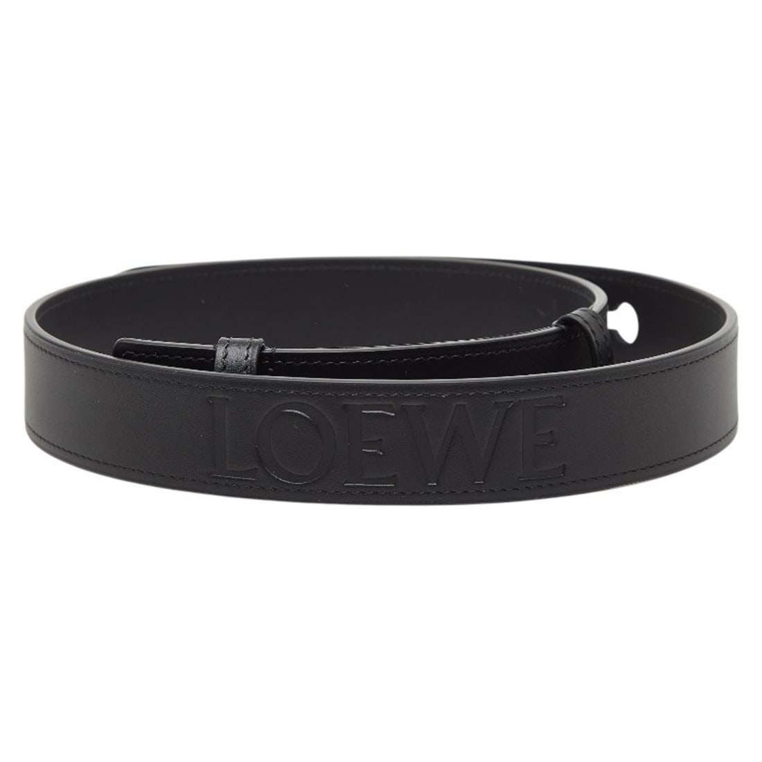 LOEWE Women's Black Leather Belt 75/30: --- Catalog ---Category: SizeWidth: 3cm / 1.18''Length: 72cm - 82.5cm / 28.34'' - 32.48''Category: DesignType: Standard beltColor: BlackGender: WomenMaterial (Strap): Leather Number of Belt Holes: 3Ca