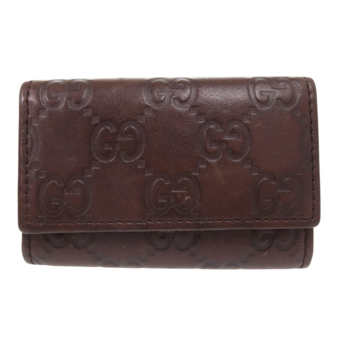 Excellent condition Gucci Guccissima GG pattern 138093 leather dark brown with gold hardware 6-ring (1 of 13)