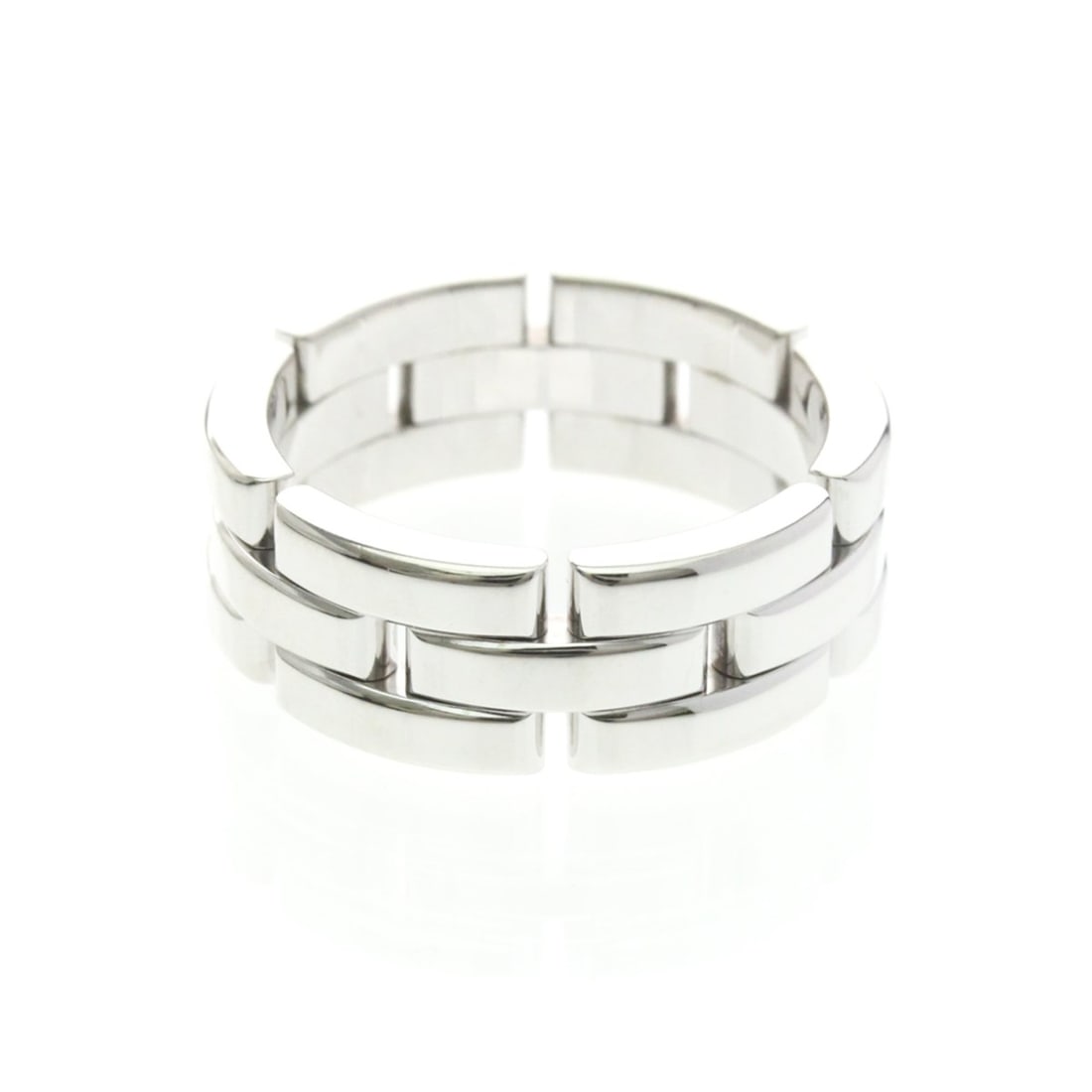 Cartier Maillon Panthere Ring White Gold (18K) Fashion No Stone Band Ring Silver: --- Catalog ---Category: SizeWidth: 8mm / 0.31''Weight: 15.9g / 0.56oz.JP Size: 19US Size: 8 3/4Brand Size: 59Category: DesignType: Band ringColor: SilverMetal: White GoldStone: No StoneStyle: Fashion